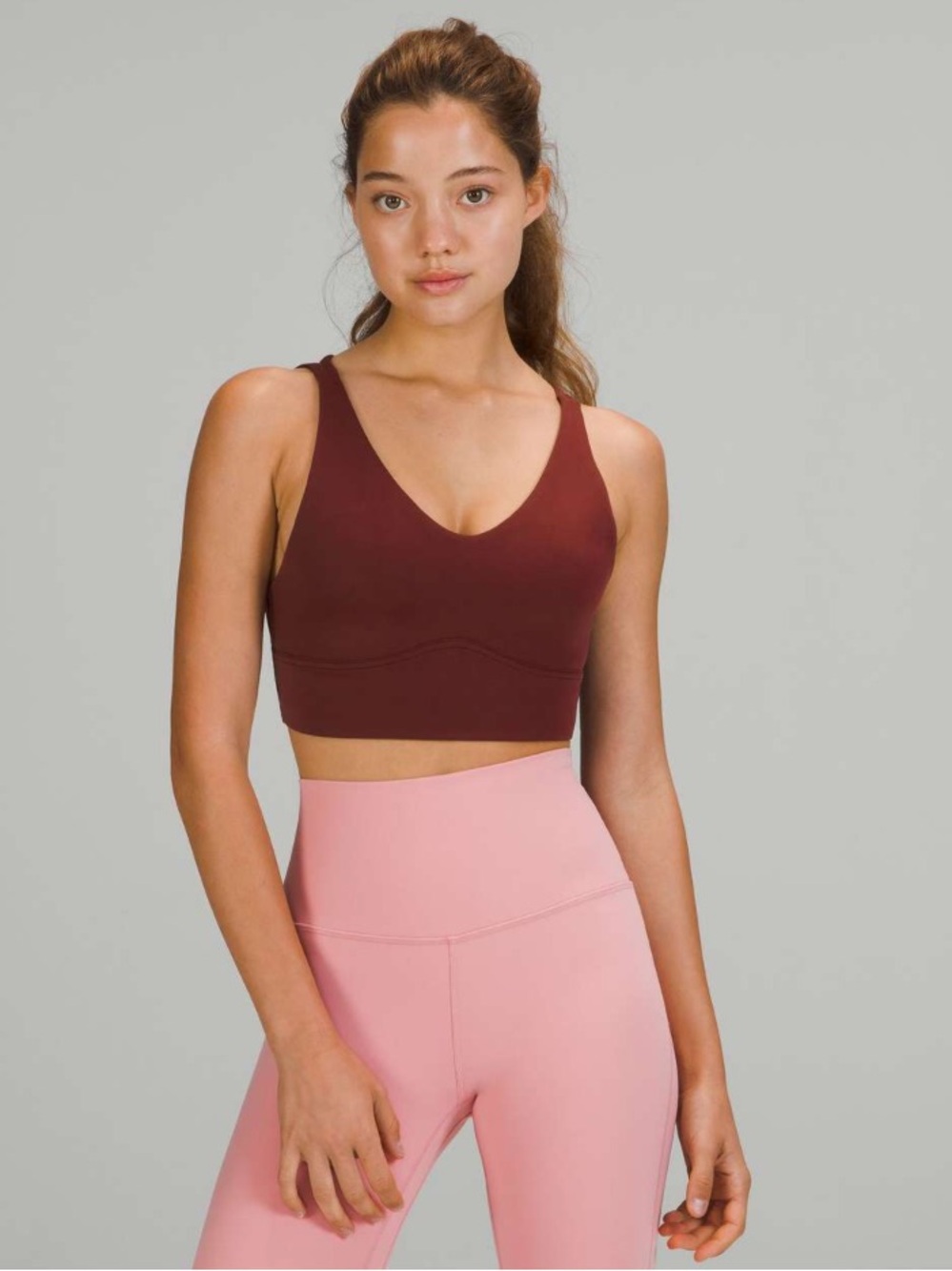 Lululemon In Alignment Longline Bra *Light Support, B/C Cup Red Merlot size 8
